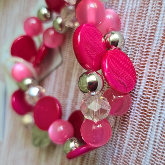 LIZ MONET MIXIT BRANDS WOMEN'S FASHION JEWELRY BUNDLE OF PINK STRETCH BRACELETS - Picture 4 of 6